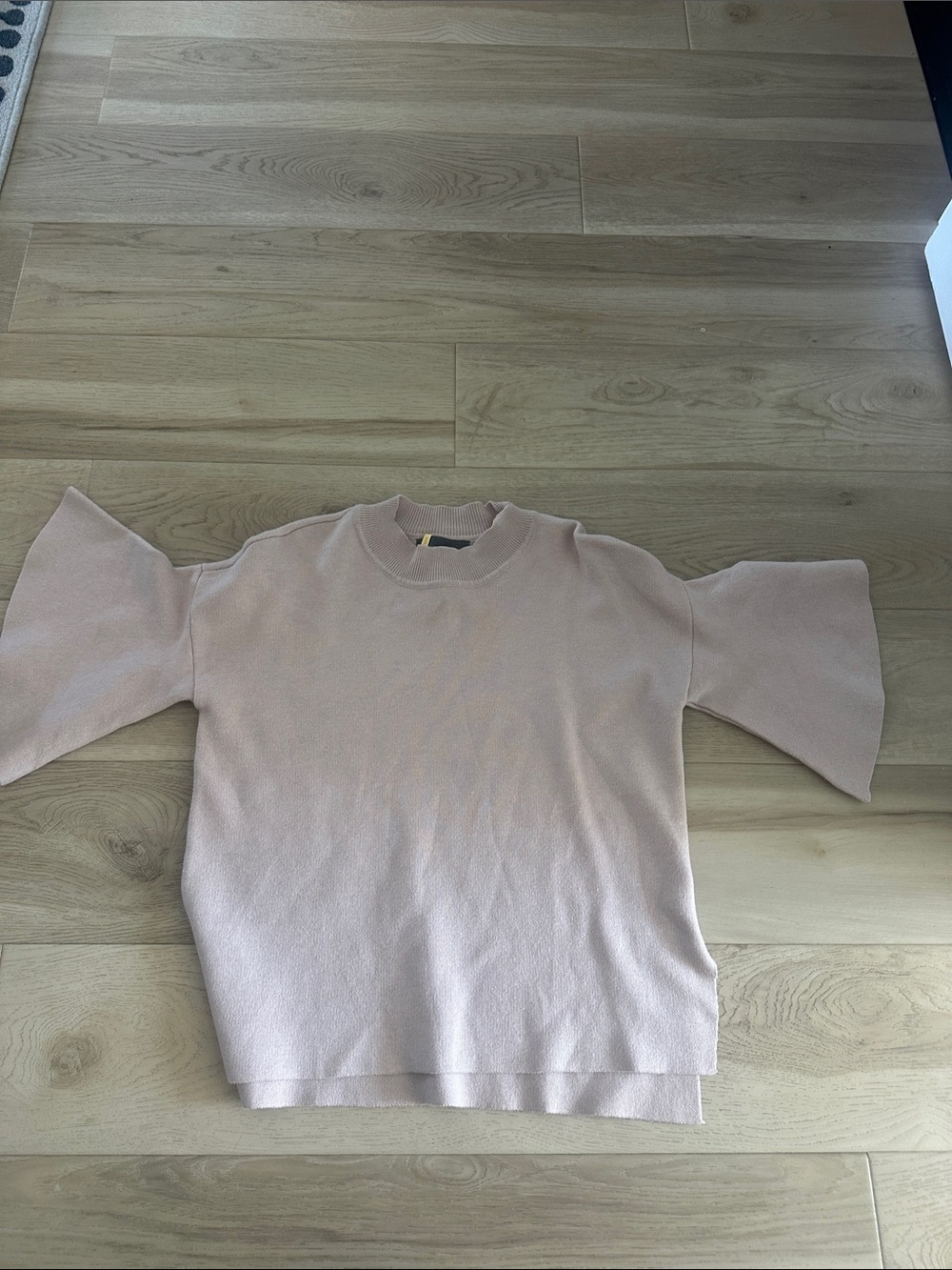 Free People Soft Blush Crewneck Sweater with Flared Short Sleeves